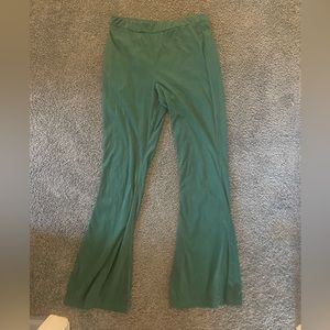 Faux velvet green dress pants